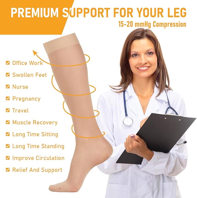 BLUETREE Medical compression stockings, Compression Stockings Circulation Best for Running Athletic Nurses