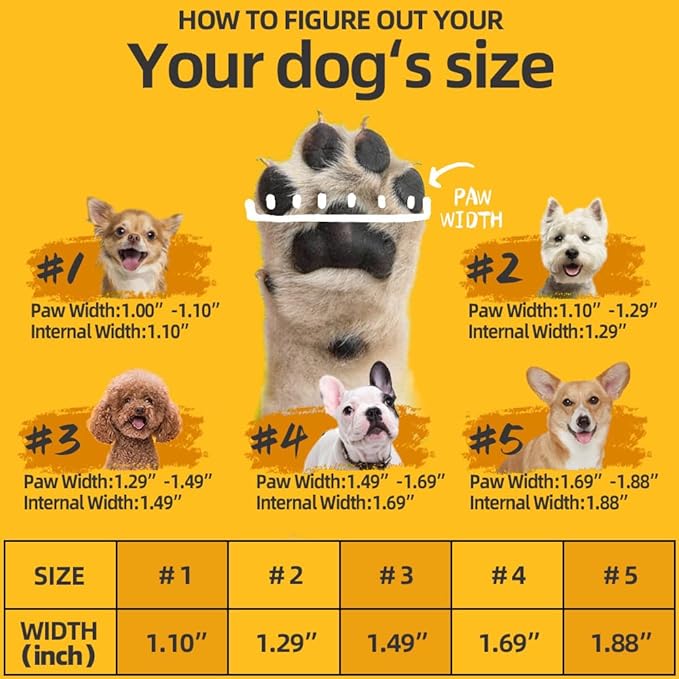 PAERCUTE Dog Shoes for Small Dogs Boots, Waterproof Dog Booties Paw Protector for Outdoor Walking, Puppy Shoes with Reflective Strips Rugged Anti-Slip Sole for Hardwood Floors Hot Pavement Winter Snow 4PCS/Set