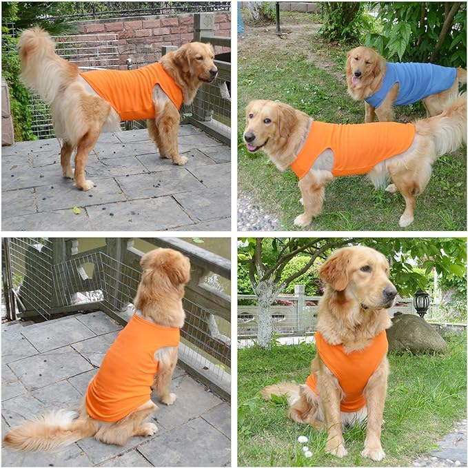 PAERCUTE Summer Pet Clothing, Dog Clothes Blank T-Shirts Ribbed Tanks Top Thread Vests for Large Medium Small Dogs 100% Cotton