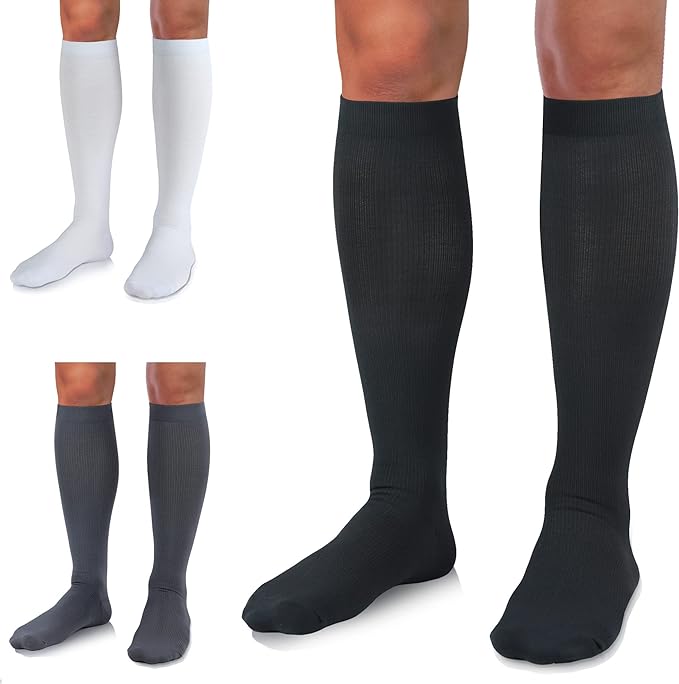 LAITE HEBE Compression socks for medical or therapeutic use 3 Pairs 20-30 mmHg Knee High Circulation Best for Running Athletic Nurses