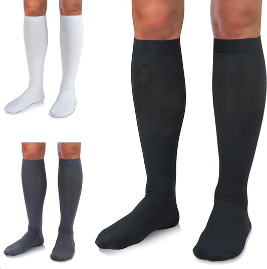 LAITE HEBE Compression socks for medical or therapeutic use 3 Pairs 20-30 mmHg Knee High Circulation Best for Running Athletic Nurses