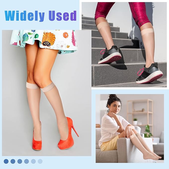 BHINEGO Compression Stockings for Women - Knee High Support Hose Compression Socks for Improving Circulation, Leg Fatigue and Swelling, Nude