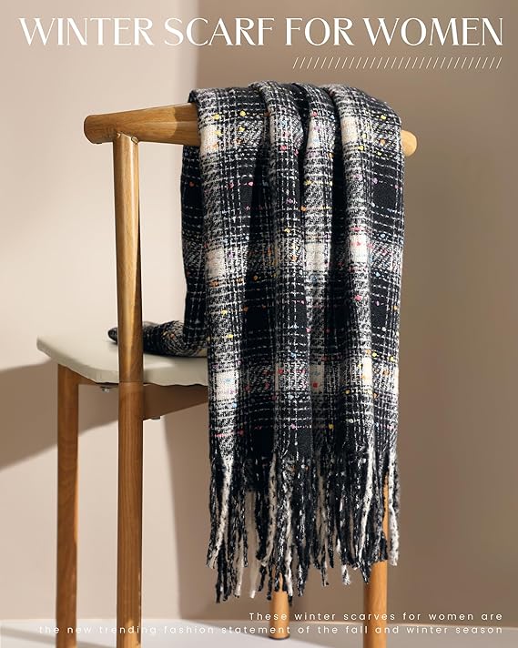 WERBELIN Scarves,Women's Winter Scarfs, Mohair Vintage Scarf for Cold Weather, Large Chunky Scarf Cashmere Feel Pashmina Wrap