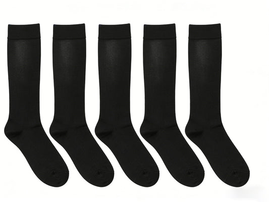 WERBELIN Trouser socks，5-Pack Women Trouser Socks with Comfort Band Stretchy Spandex Opaque Knee High